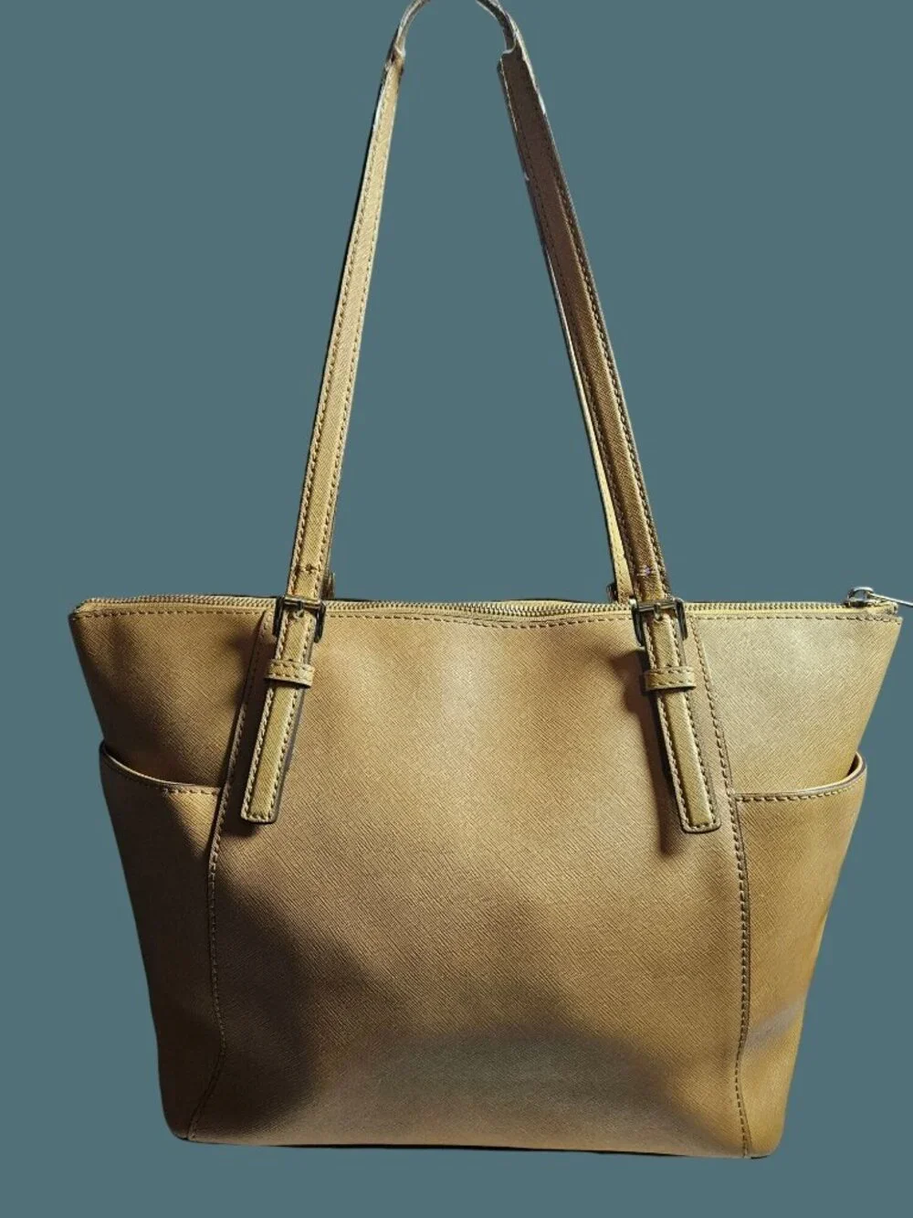 Michael Kors Jet Set Large Crossgrain Leather Top Zip Tote -READ
